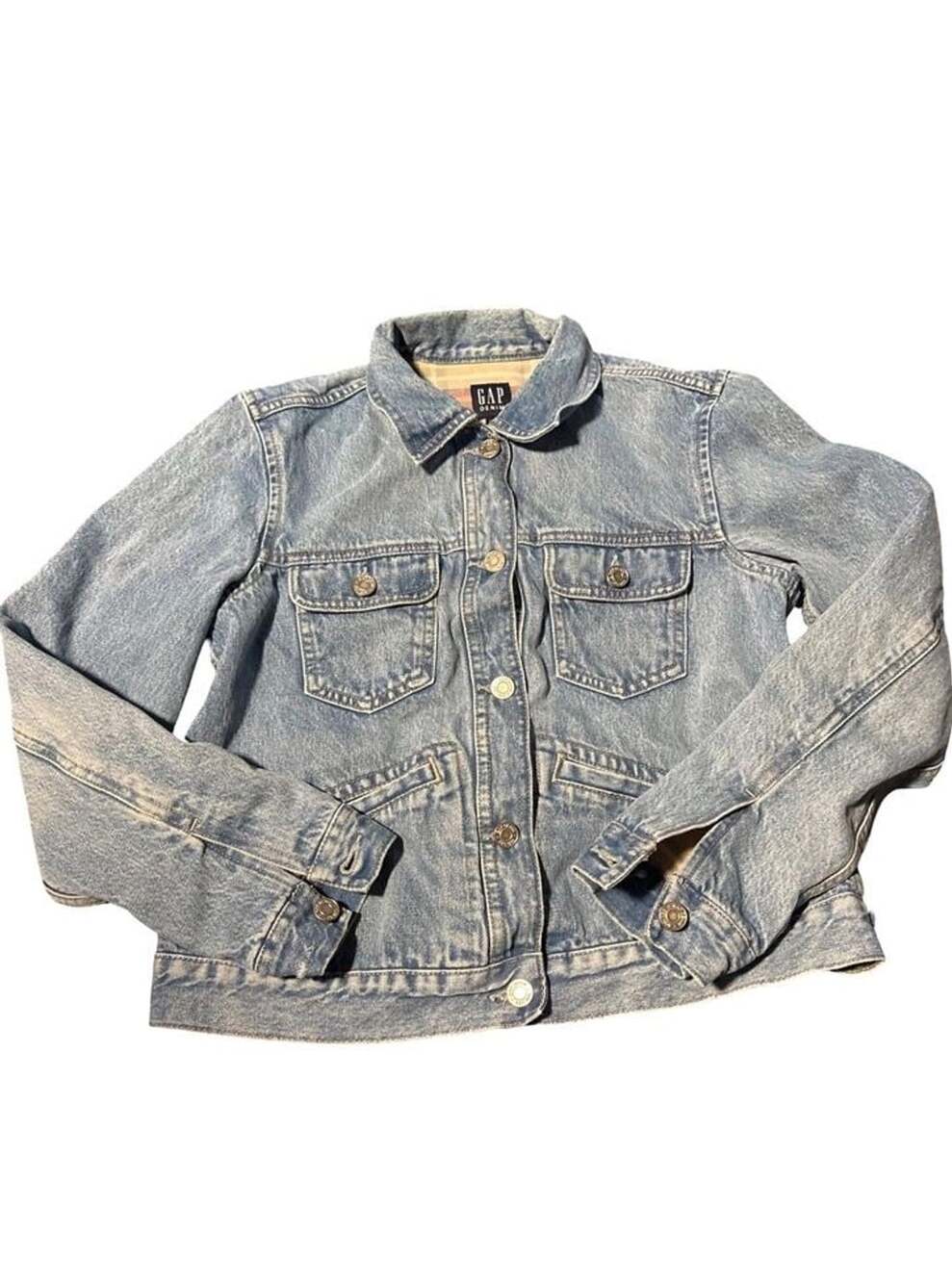 Vintage GAP Denim Women’s Medium Jean Jacket Flannel Lined Light Wash 90s